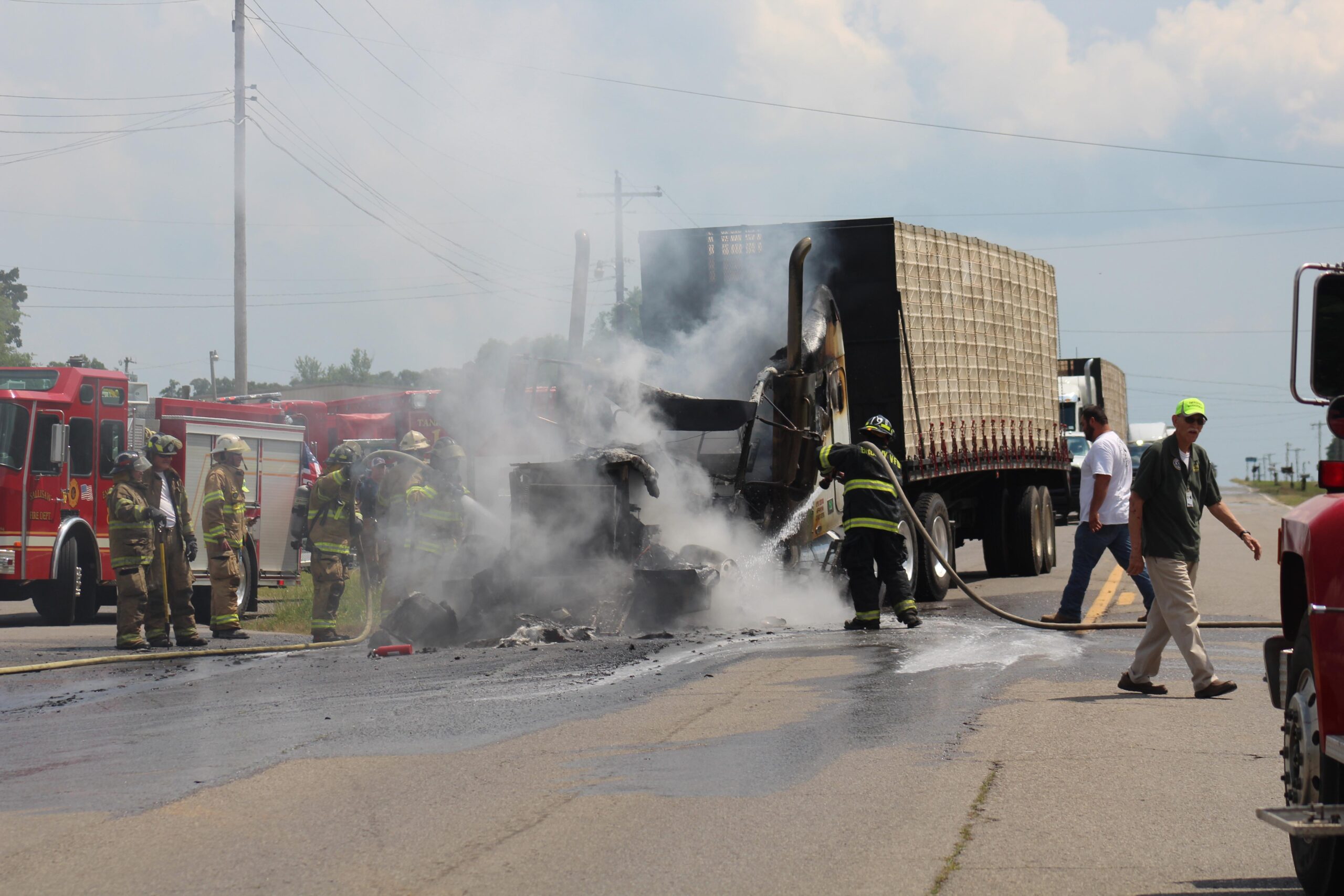 Tractor-trailer fire